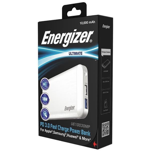 Pin sạc dự phòng Siêu Nhân Energizer 10000mAh 18W QC 3.0 UE10030MP Pin sạc dự phòng Siêu Nhân Energizer 10000mAh 18W QC 3.0 UE10030MP